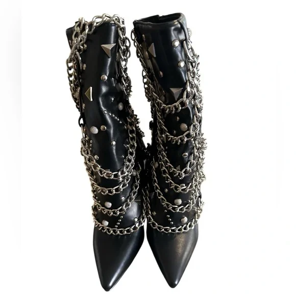 Azalea Wang‎ ALEENA CHAINED HEELED BOOTS - Picture 2 of 8